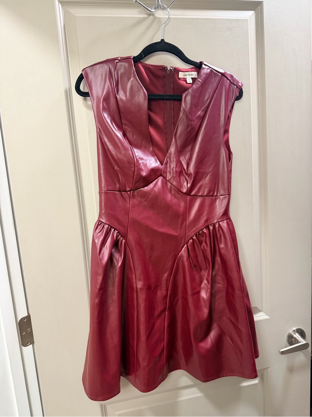 Francesca's Collections Burgundy Faux Leather Mini Dress